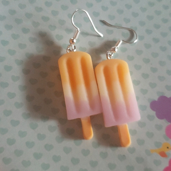 Hand Crafted Jewelry - Orange purple ombre popsicle earrin…